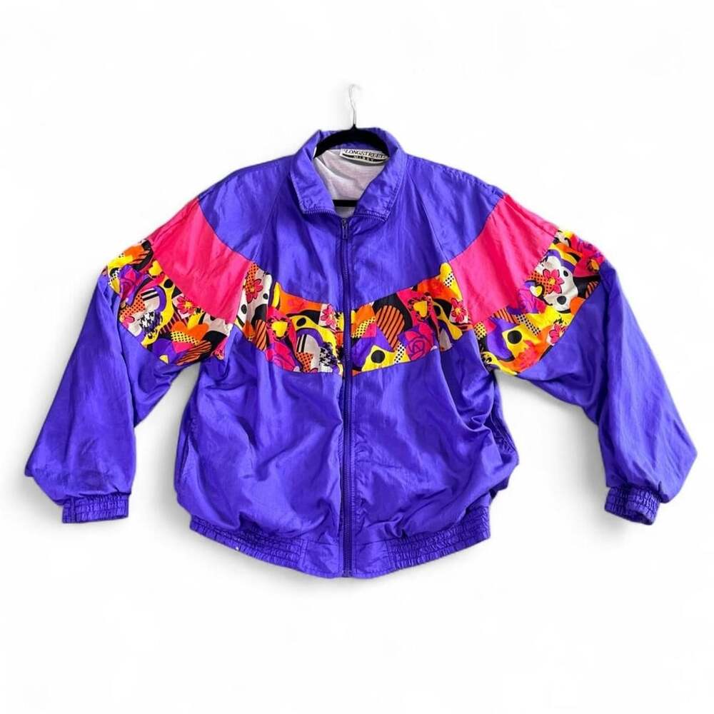 Longstreet Vintage 90s Purple Colorblock Windbreaker Jacket